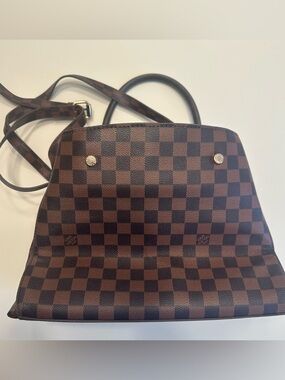 Designer-Style Brown Check Crossbody Bag